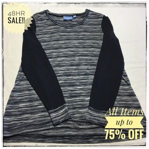 SIMPLY VERA LARGE BLACK GRAY LONG SLEEVE TEE